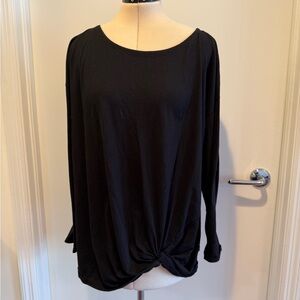 Eileen Fisher Black Women's Tee with knotted detail off center Size XL